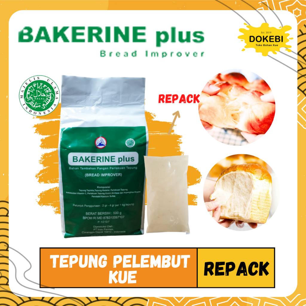 

Bread Improver Bakerine Plus Repack 50 gram HALAL