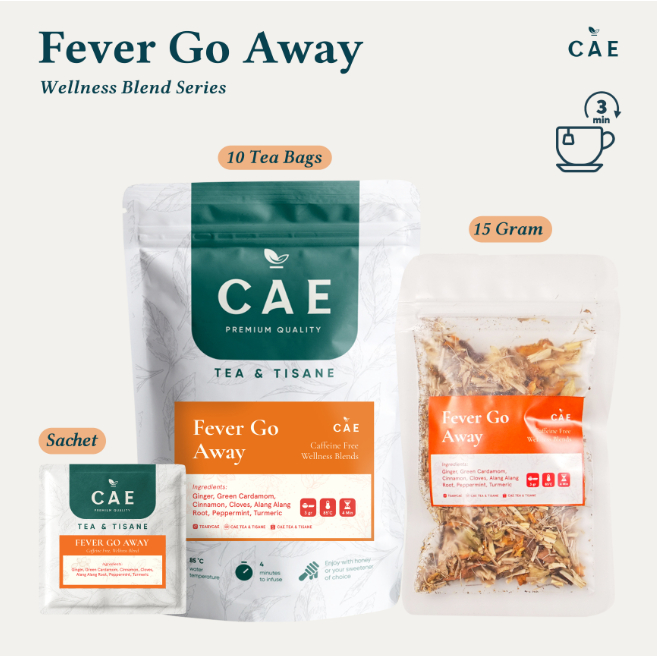 

FEVER GO AWAY | Herbal Blend Ginger Cinnamon Cardamom Alang Peppermint Turmeric Premium 10 Gram