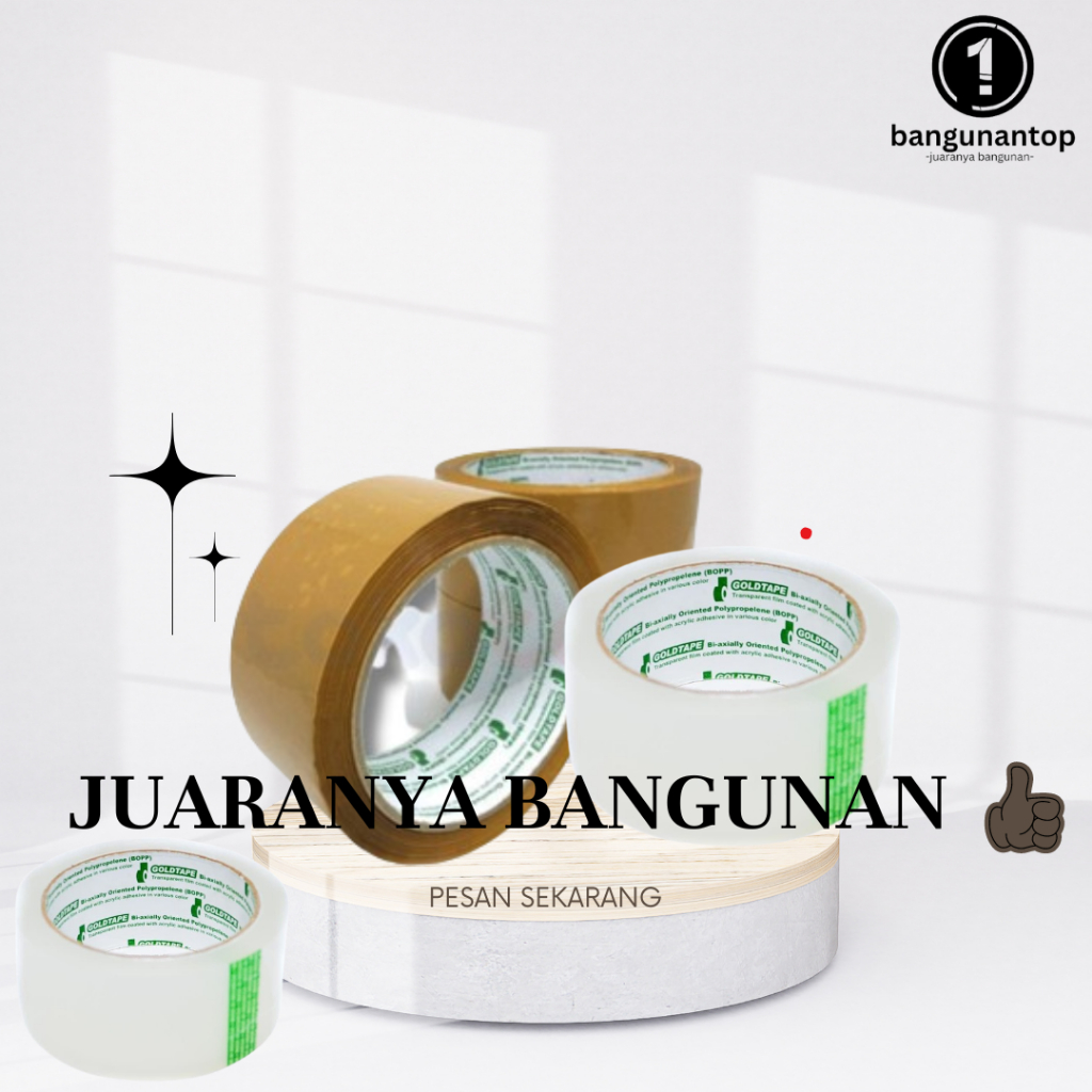 

Lakban Coklat Dan Bening / Transparan GoldTape BOPP Tape 45mm x 70 yard