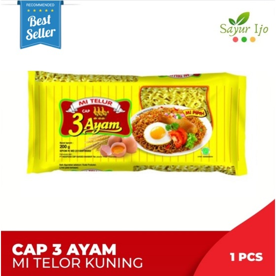 

Mi Telur Cap 3 Ayam KUNING 200 Gram / Pack Mie Telor Instant Noodles