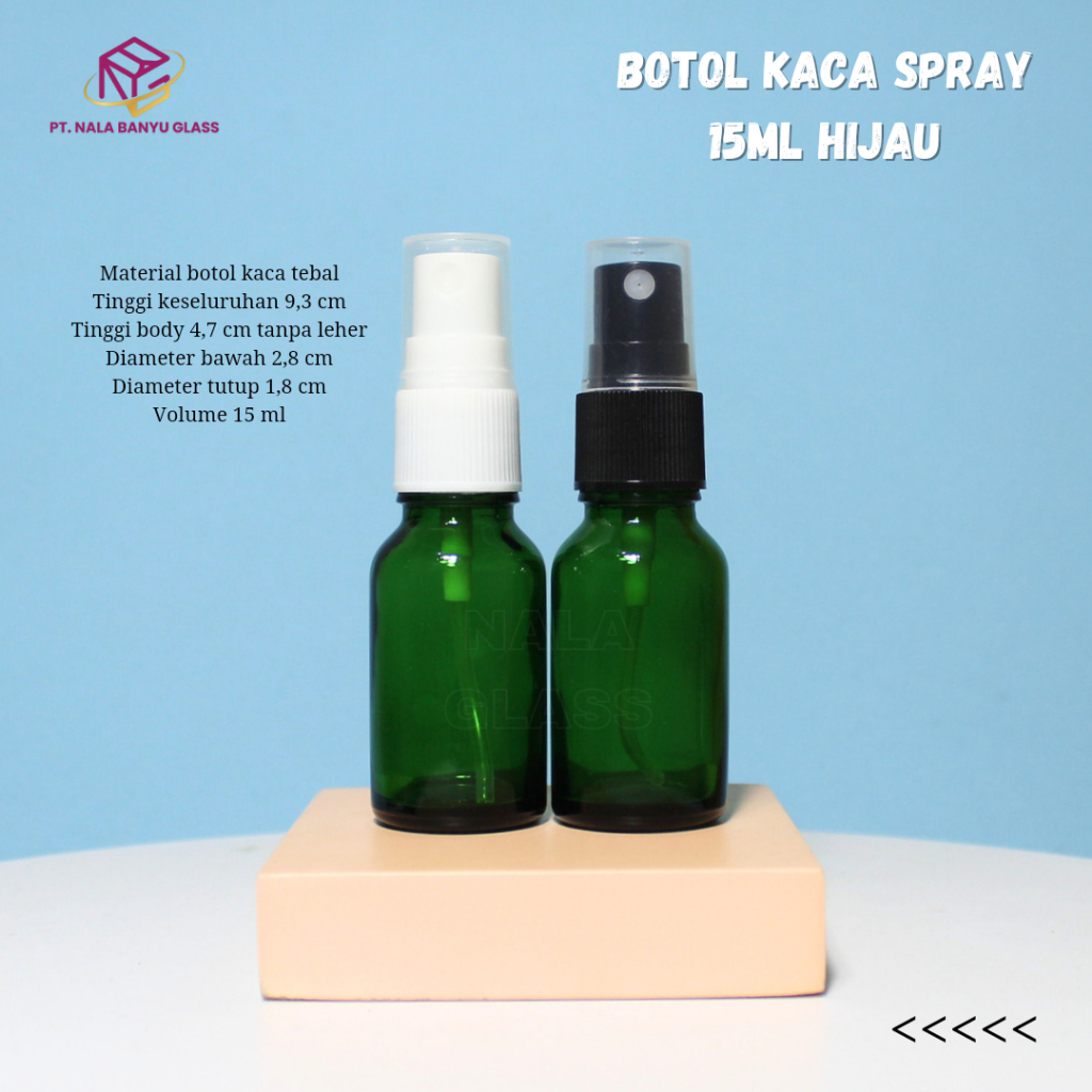 botol spray 15ml kaca hijau tebal / botol serum 15ml kaca hijau