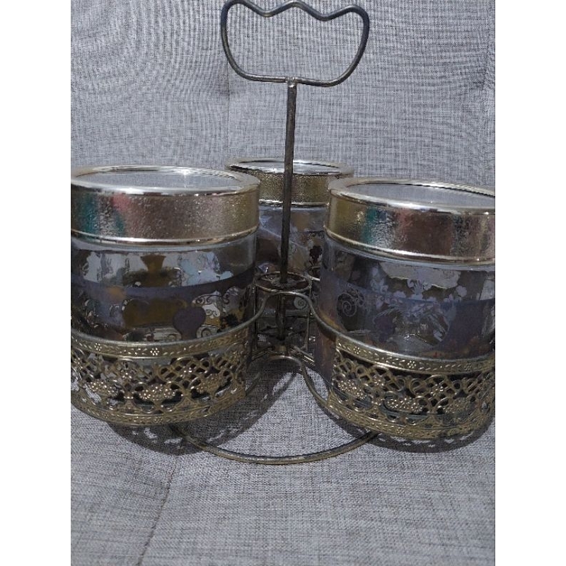 set 3 toples kaca golden rak
