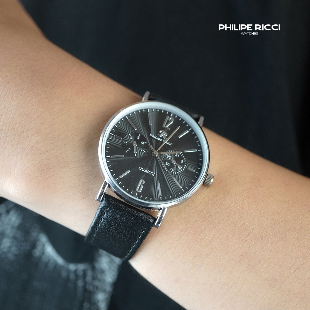 Philipe Ricci Jam Tangan Pria Kulit 100% Ori Tipis Bulat Simple Terbaru Quartz 8686CMenWatches