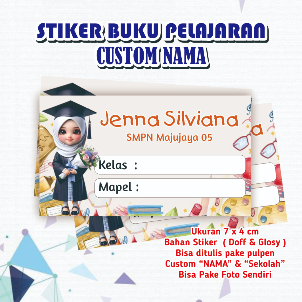 

[SEHARI JADI] STIKER LABEL BUKU MATA PELAJARAN SEKOLAH BISA DITULIS PAKE PULPEN ISI 20 PCS BISA PAKE FOTO