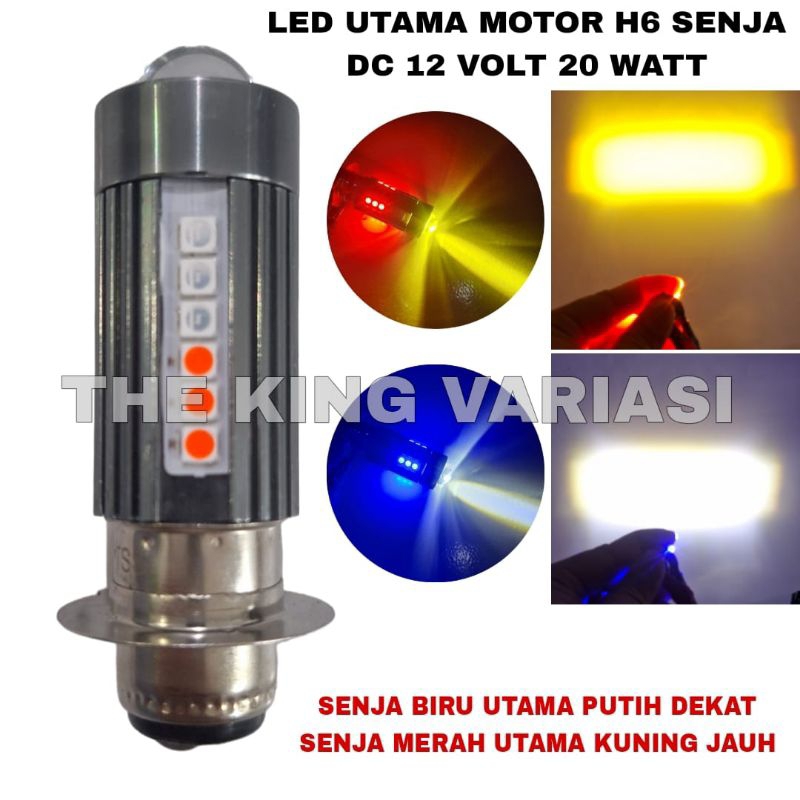 LAMPU LED H6 SENJA BIRU NERAH SOROT UTAMA KUNING PUTIH LASER LED 32 MATA LED SMD 1 BOHLAM DEPAN H6 L