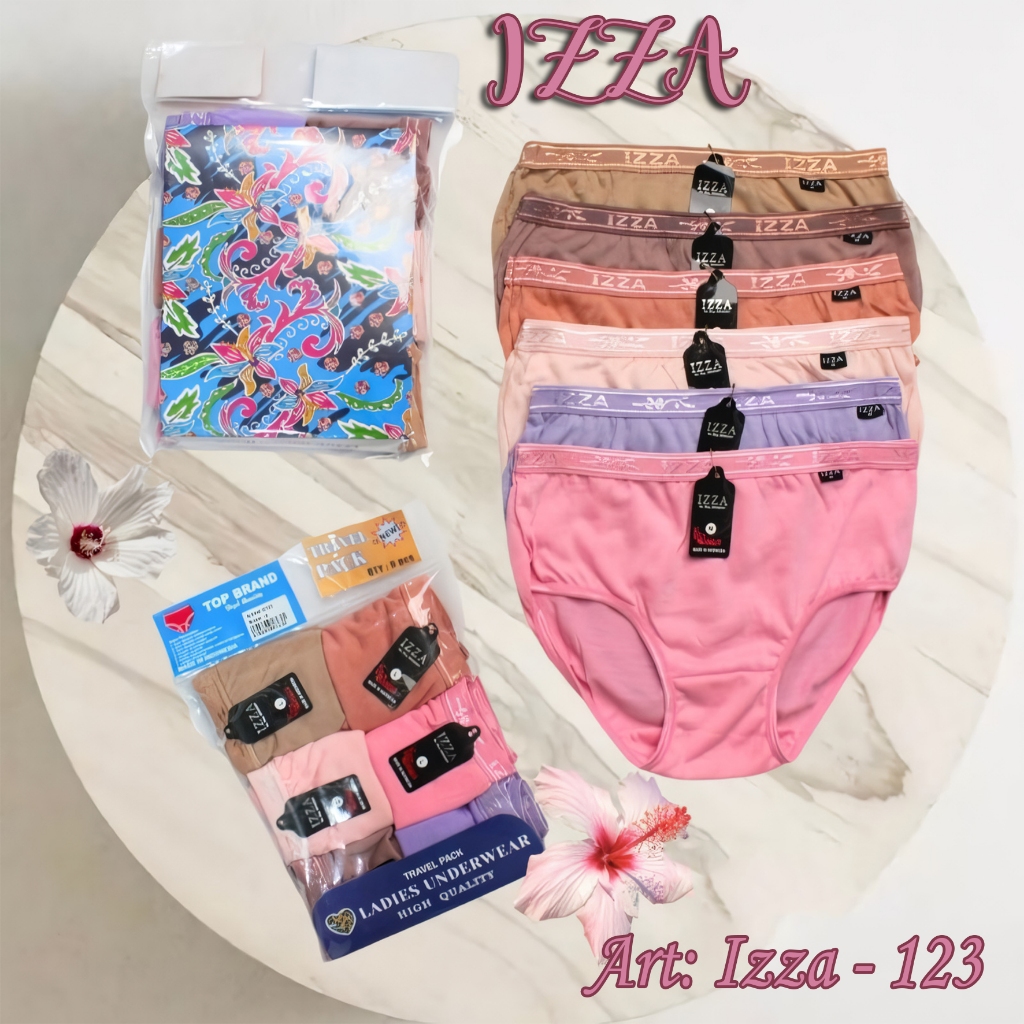 ( 12 Pcs ) Celana Dalam Wanita IZZA Karet Tebal CD Perempuan Katun Lusinan Grosir Bahan Katun Lembut