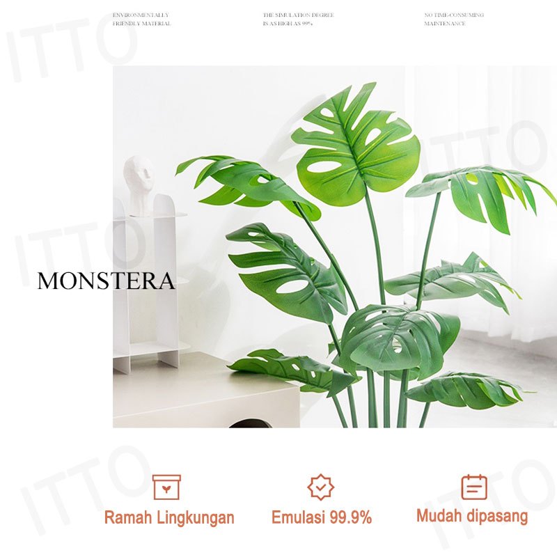 New Tanaman hias Artificial DAUN PALEM PLASTIK DAN POT 85CM DAUN PALEM JUMBODAUN ARTIFICIAL DAN