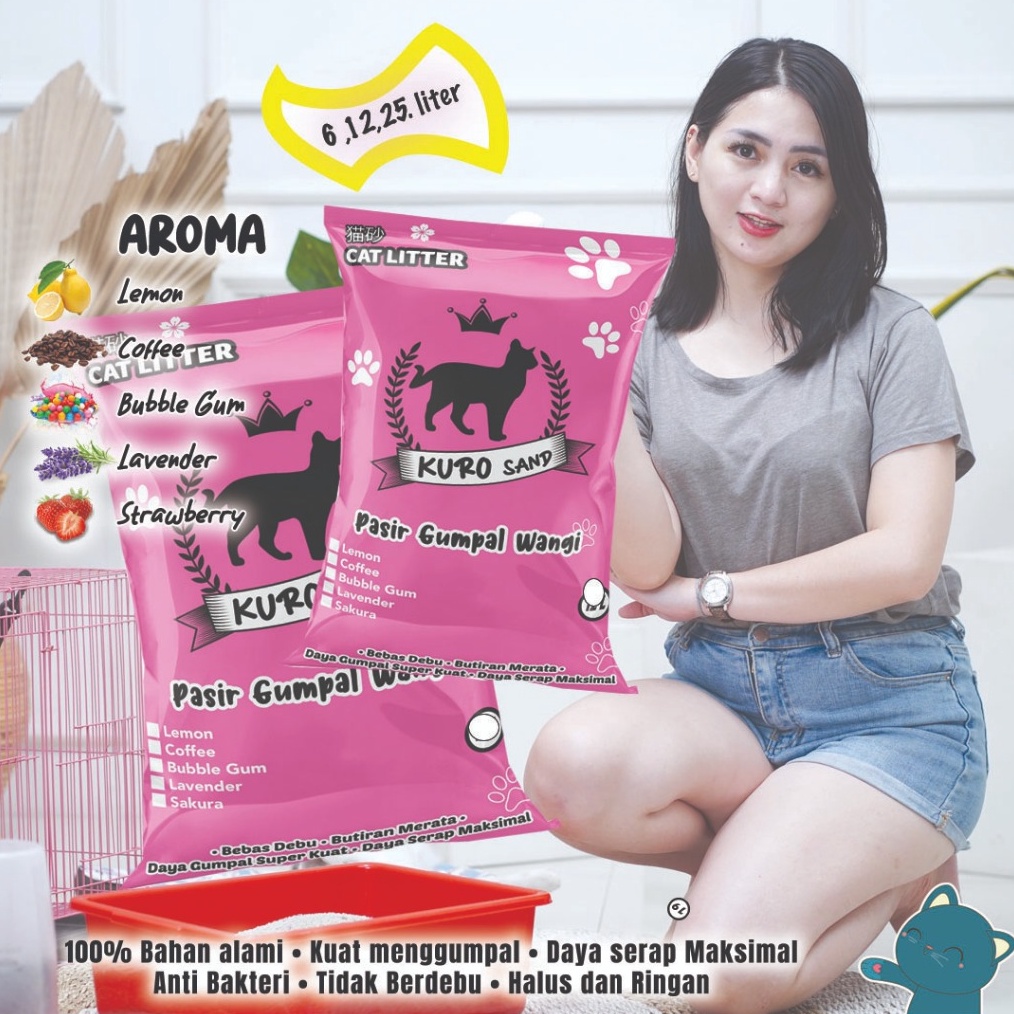 KODE O8H 12 LITER KUROPASIR KUCING GUMPAL WANGIKALILA PET SHOP