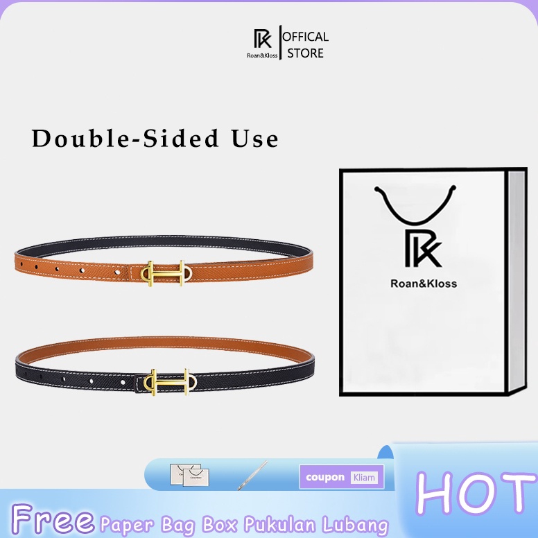 KODE C32Q Roan  Kloss Sabuk wanita Sabuk dua nada Ikat Pinggang Wanita Kulit Gesper Wanita Sabuk Kul