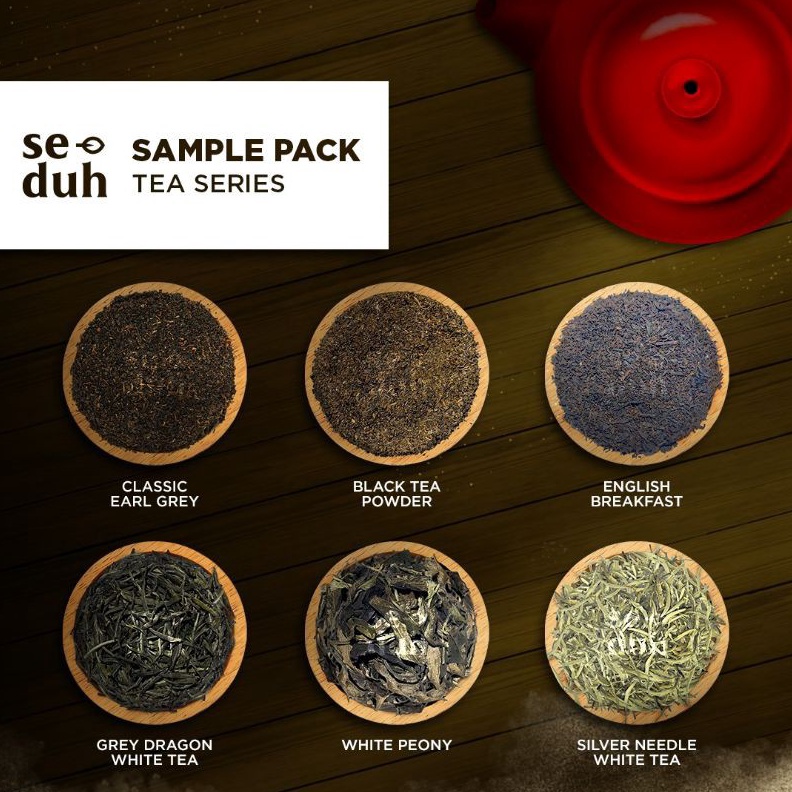 

SERU Sample Pack TEA SERIES EDISI TEH Green Tea Black Tea Pu erh Hojicha Oolong White Tea Earl Grey