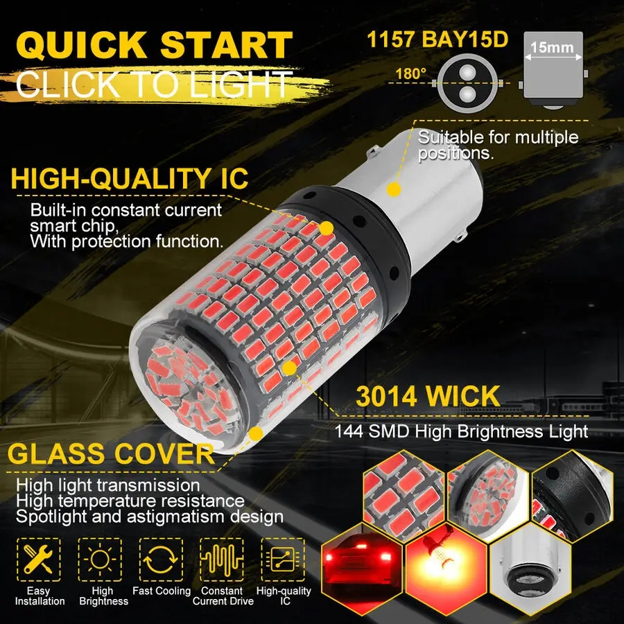 ORIGINAL Lampu Rem LED Mobil Motor 144 Titik SUPER TERANG Stoplamp Stopled Super Bright Paling Teran