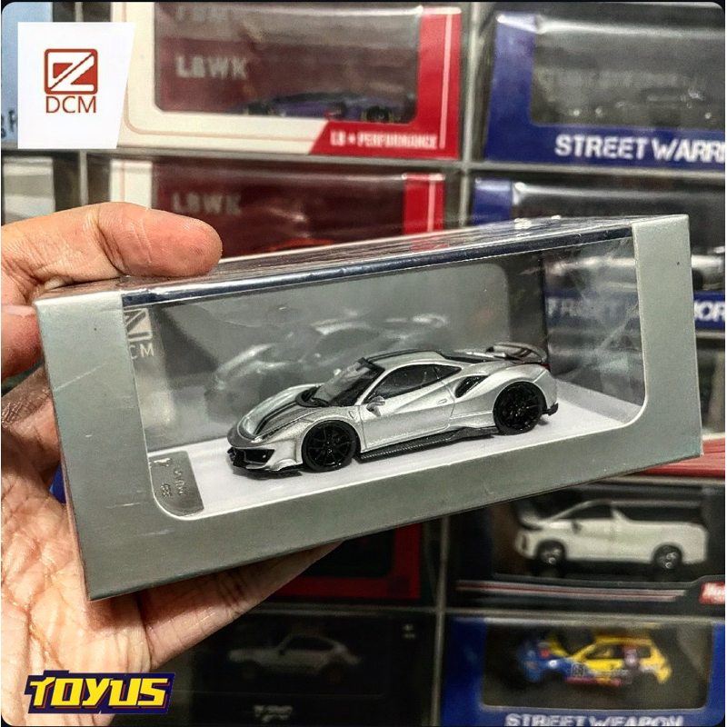 DCM - Ferrari 488 Pista Silver with Black Stripes