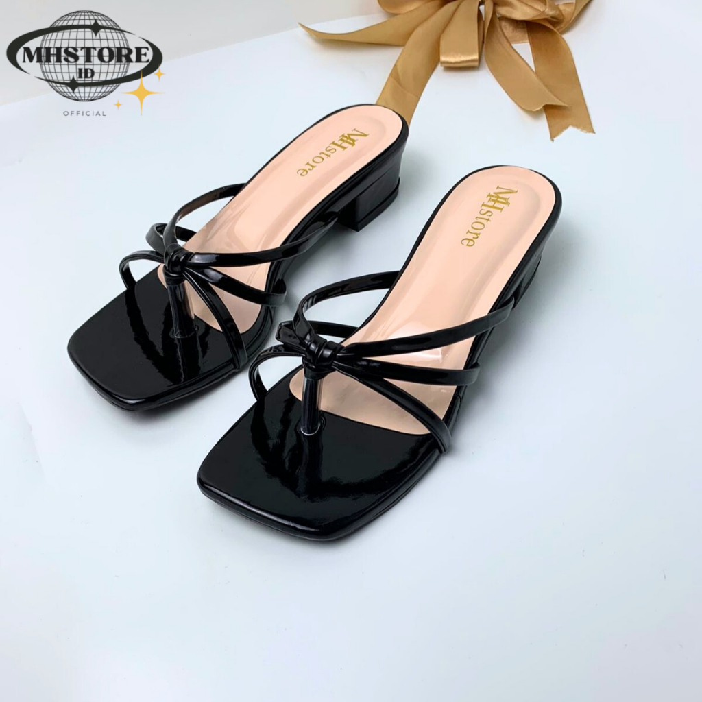 Sandal Heels Wanita Tali  Hak Tahu 3cm Terbaru Kekinian