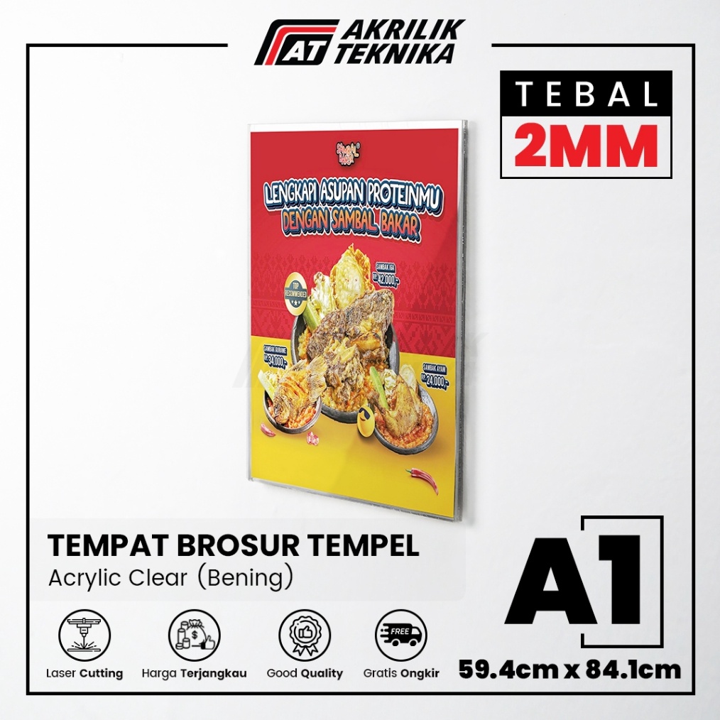 

Akrilik Tempat Brosur Tempel Sign Holder Qris Barcode Menu Wall Thicker Acrylic Ukuran A1 x C3U5
