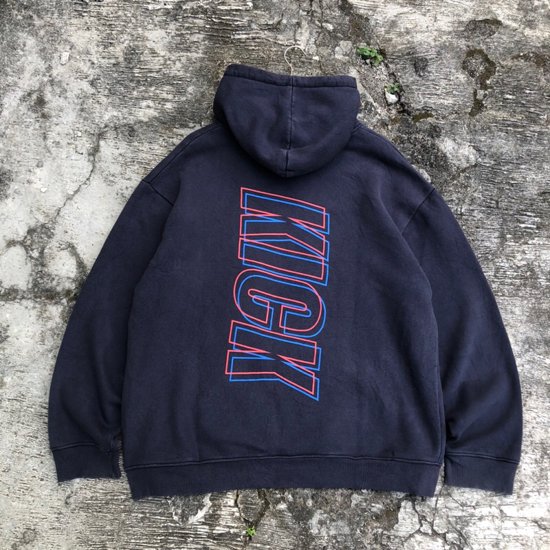 jaket jumper jemper Hoodie nasty kick back print big logo navy #htxhd63 original brand asli ori mura
