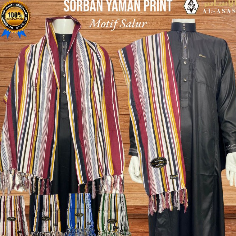 KODE U95A AL ASAS Sorban Yaman Printing  Ridha Yaman Printing Motif Salur