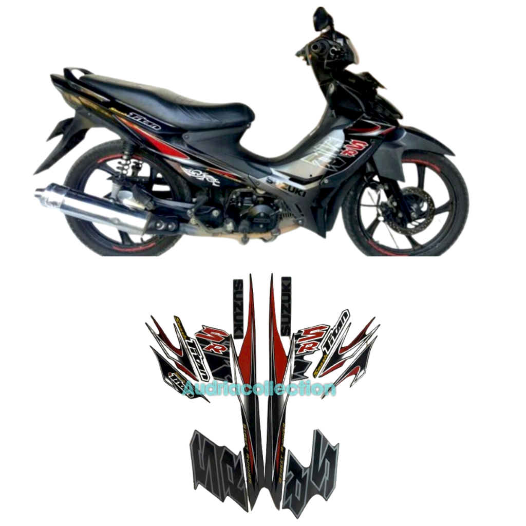 Sticker Striping Motor Suzuki Smash Titan 2012 Full Hitam