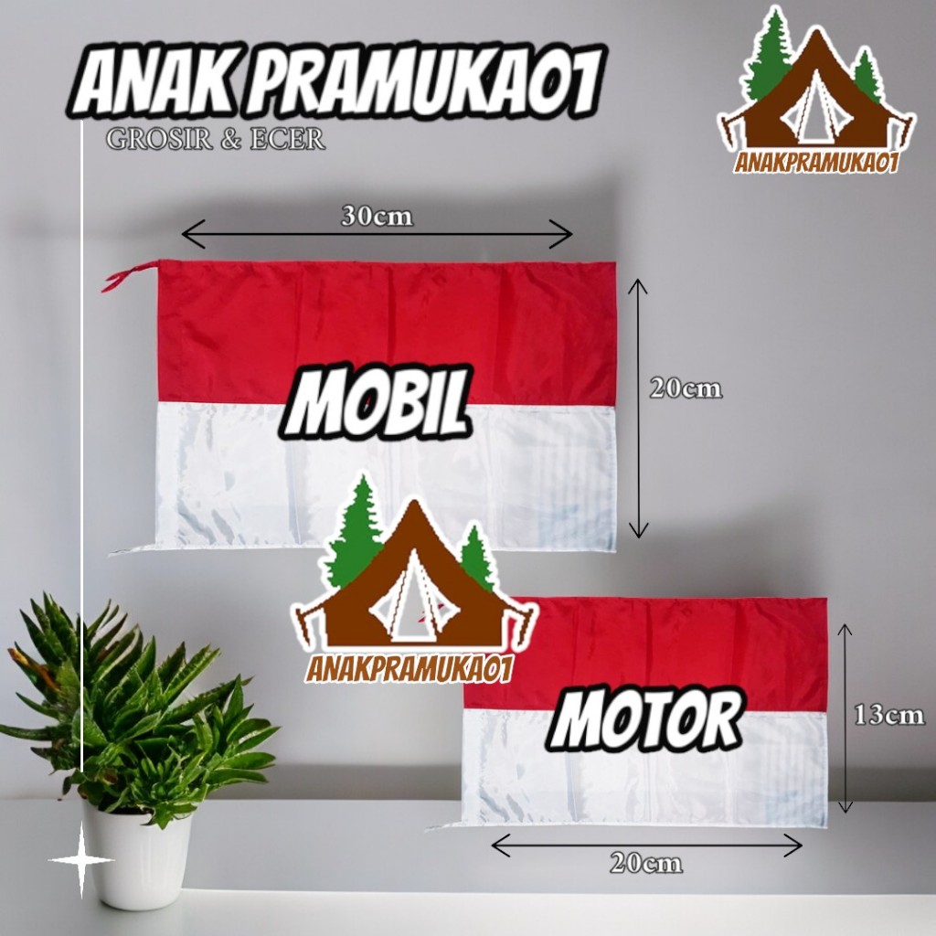 Bendera motor dan mobil / bendera merah putih motor/mobil