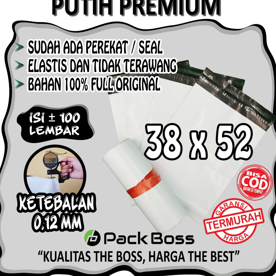 

POLYMAILER PUTIH PREMIUM 38X52 ISI 1 TEKSTUR HALUS PUTIH BENERAN TEBAL BAHAN ORIGINAL y K6I6