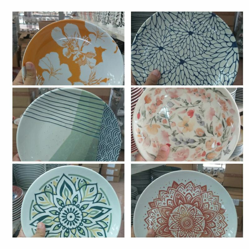 Motif Baru Piring Makan Salad Plate Keramik Sango