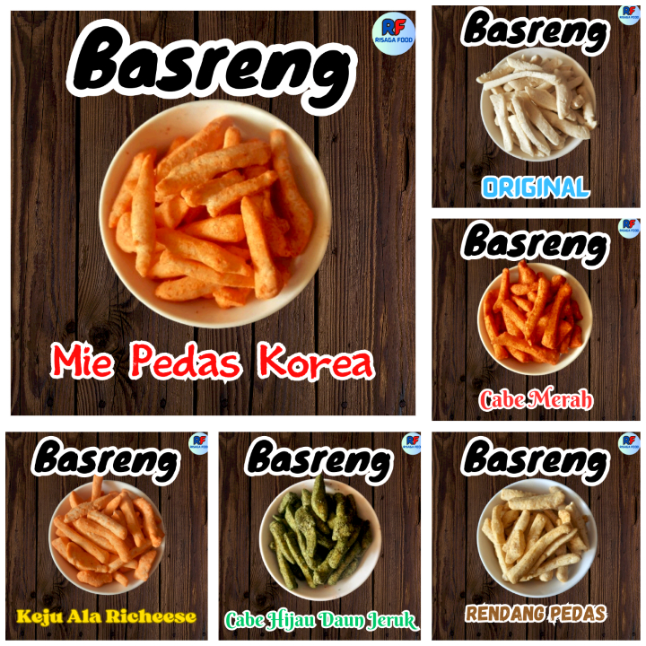 

Risaga Food Basreng Original Rendang Mie Pedas Korea Keju Ala Richeese Cabe Merah Hijau Daun Jeruk