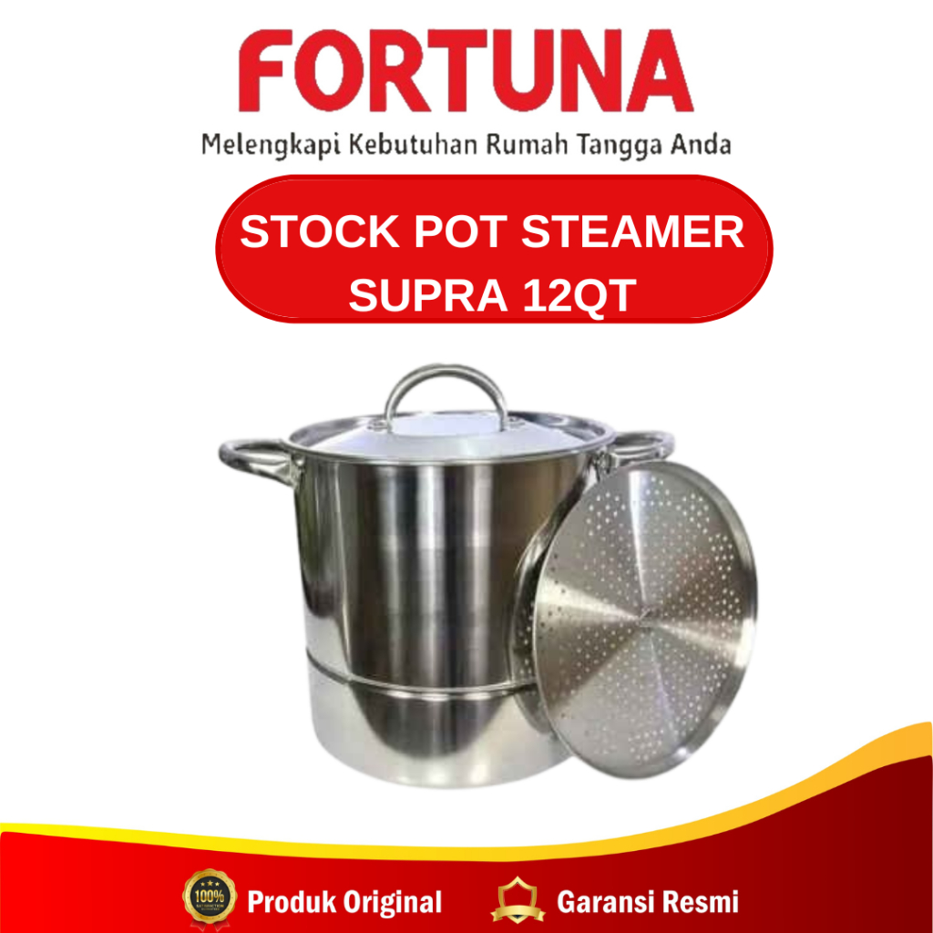 Stock Pot Steamer Supra 12QT / Panci dengan Kukusan SUPRA 12QT