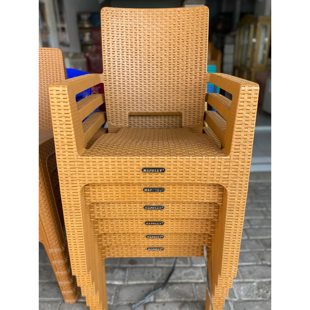 KURSI PLASTIK ROTAN SINTETIS NAPOLY BIJIAN & PAKETAN|KURSI PLASTIK NAPOLLY ROTAN|KURSI MAKAN NAPOLLY