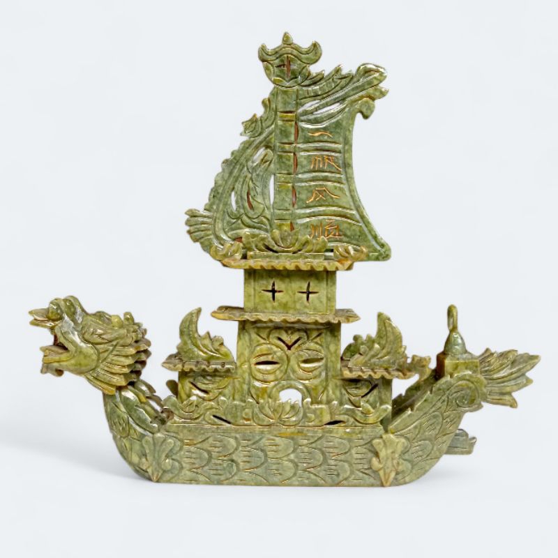 Pajangan Perahu Naga batu giok jade ukiran china