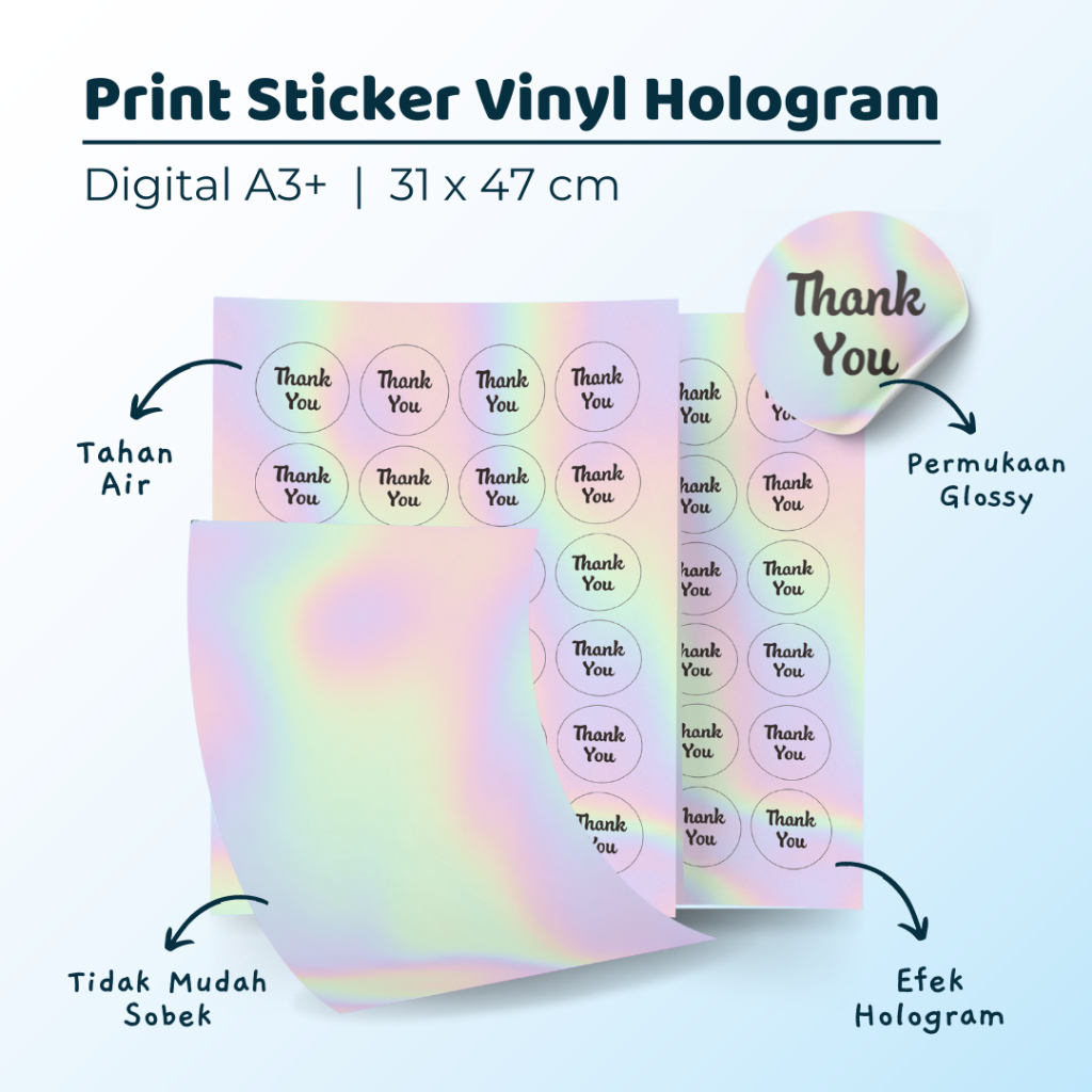 

CETAK STICKER VINYL HOLOGRAM / PELANGI A3+