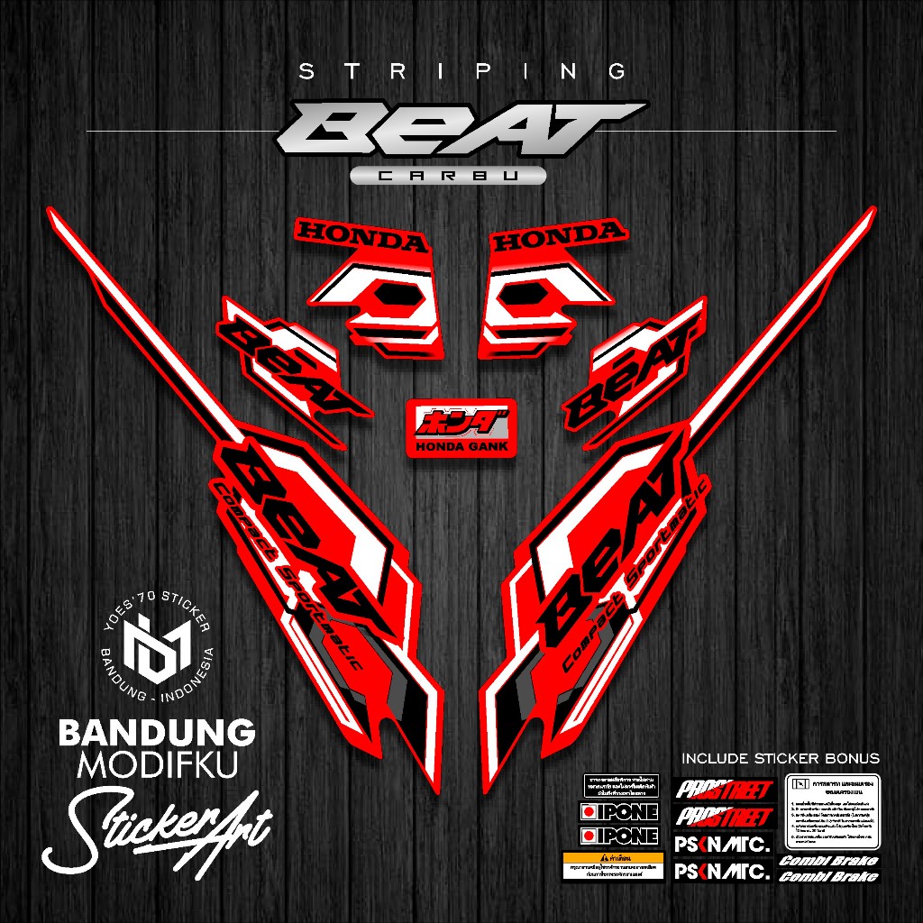 STRIPING STICKER MOTIF 3 / HONDA BEAT KARBU / BANDUNG MODIFKU / BETCARBU / STICKER VARIASI
