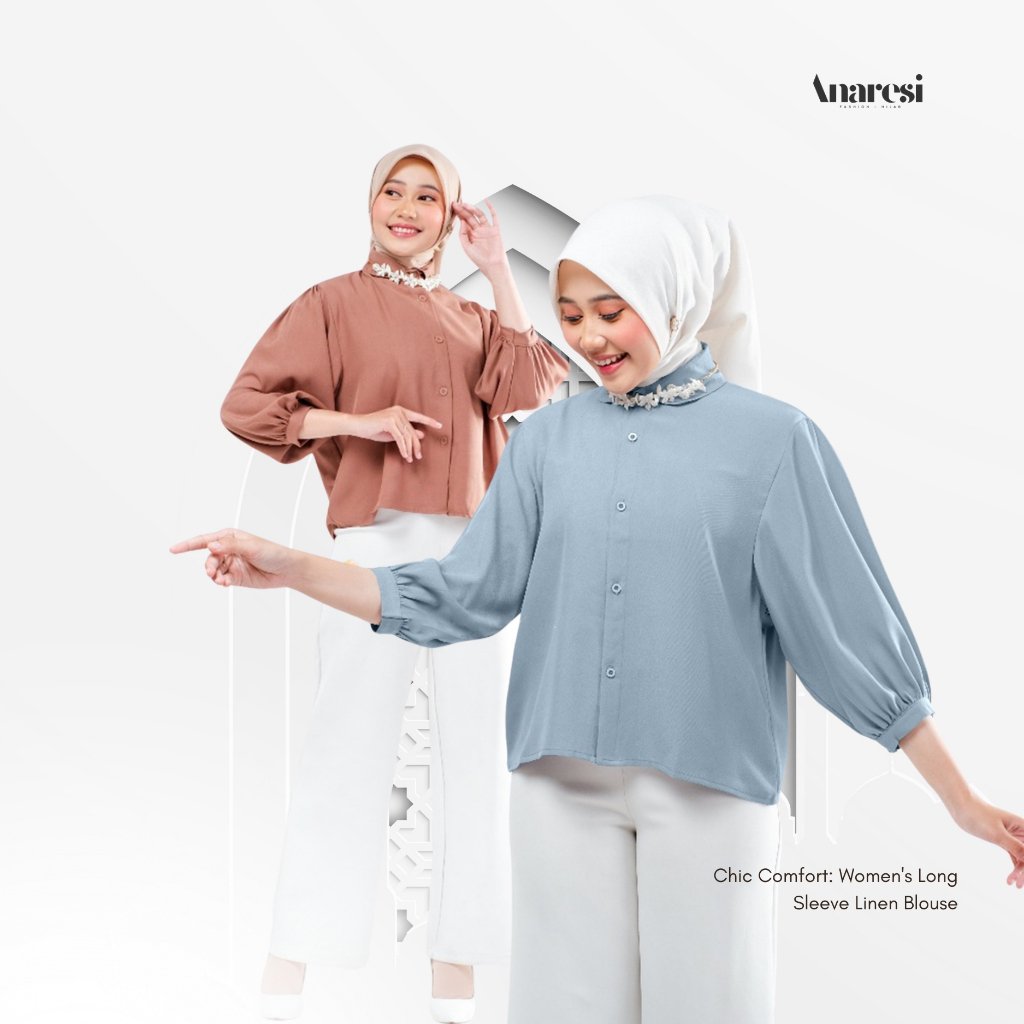 Anaresi Outfit - Baju Atasan Blus Wanita Syakilla Twill Blouse Polos Remaja Kekinian