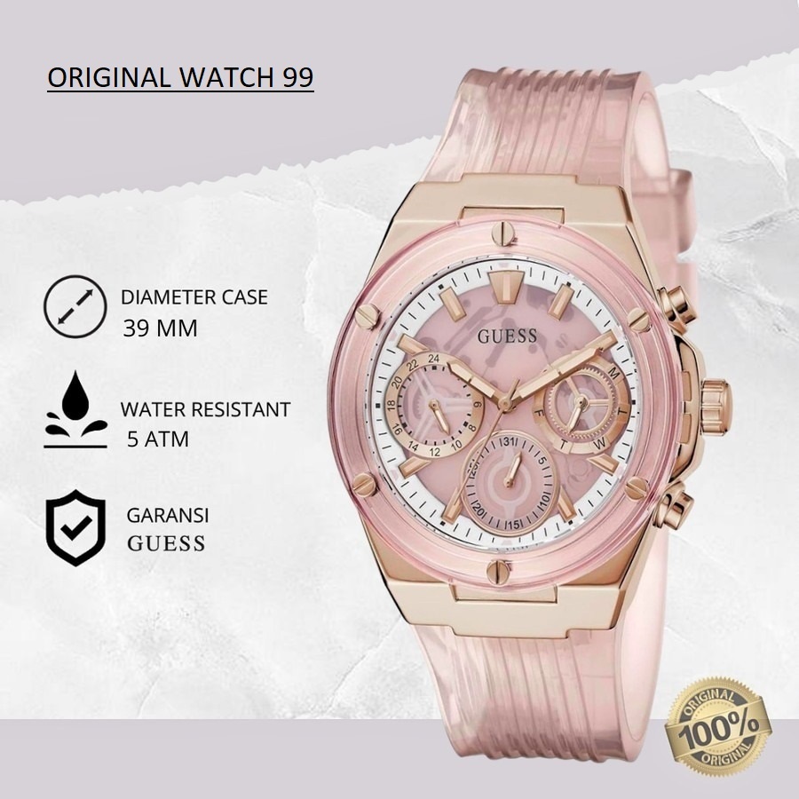 100% ORIGINAL Jam Tangan Wanita Guess GW0409L3 Jam Tangan Original - Stainless Steel & Tali Rubber