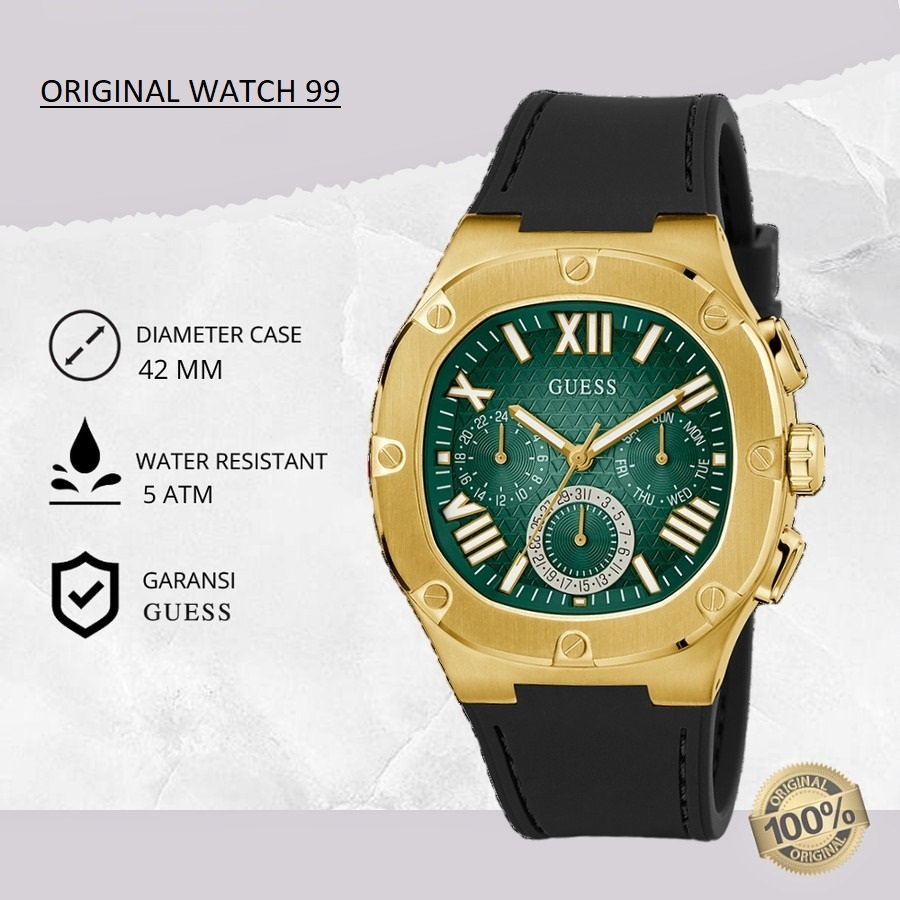 100% ORIGINAL Jam Tangan Pria Guess GW0571G3 Jam Tangan Original - Stainless Steel & Tali Rubber