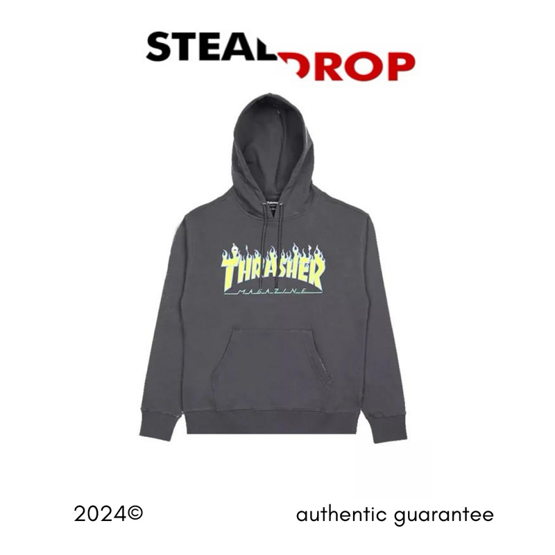 Thrasher Nether Hooded Flame - Charcoal [100% ORIGINAL RESMI]