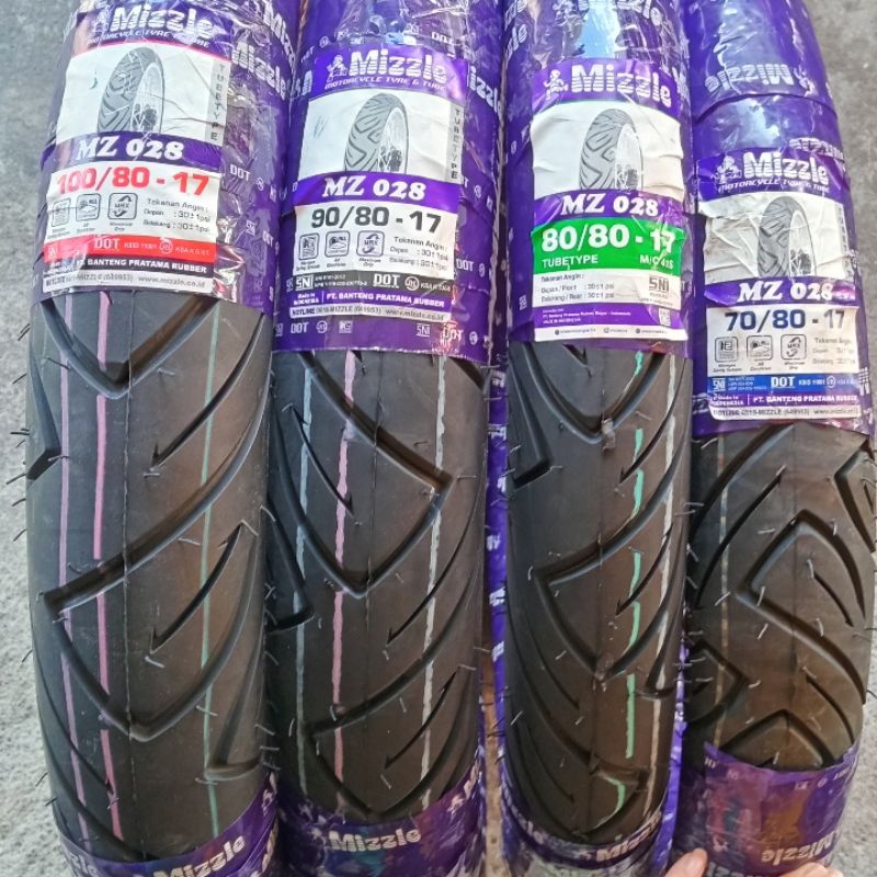 BAN LUAR MOTOR MIZZLE TUBETYPE 70/80-17  ||  80/80-17  ||  90/80-17  ||  100/80-17 RING 17 MZ028