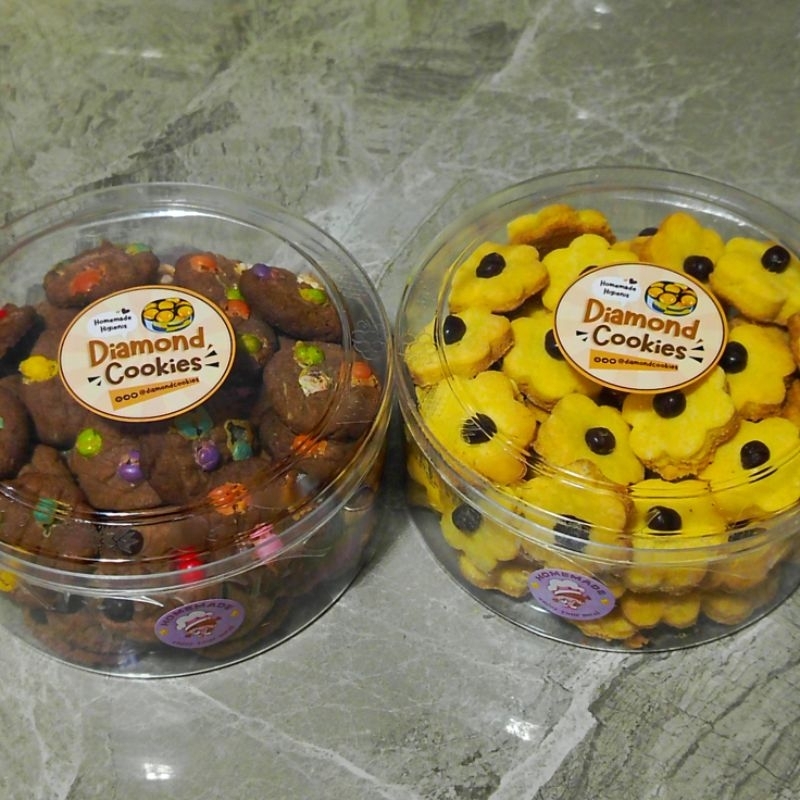 

【 DIAMONDCOOKIES 】PAKET BUNDLING JUMBO 2!! ( Coklat Chips - Bunga Coklat ) • WISMAN • Premium • Mika Bulat • Isi 2 Mika Bulat