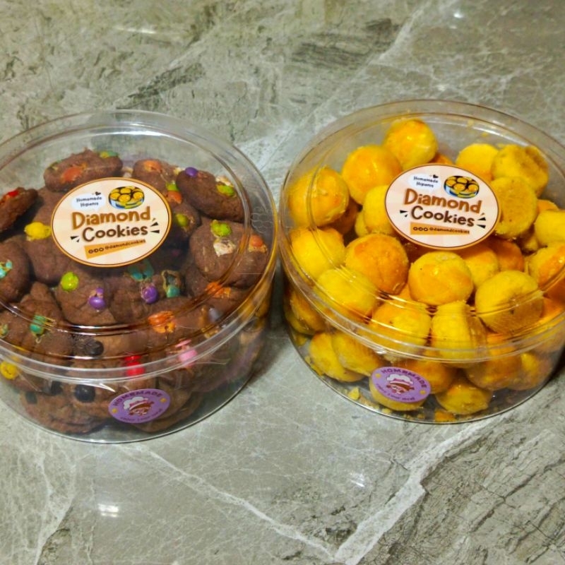 

【 DIAMONDCOOKIES 】PAKET BUNDLING JUMBO 2!! ( Coklat Chips - Nastar Coklat ) • WISMAN • Premium • Mika Bulat • Isi 2 Mika Bulat