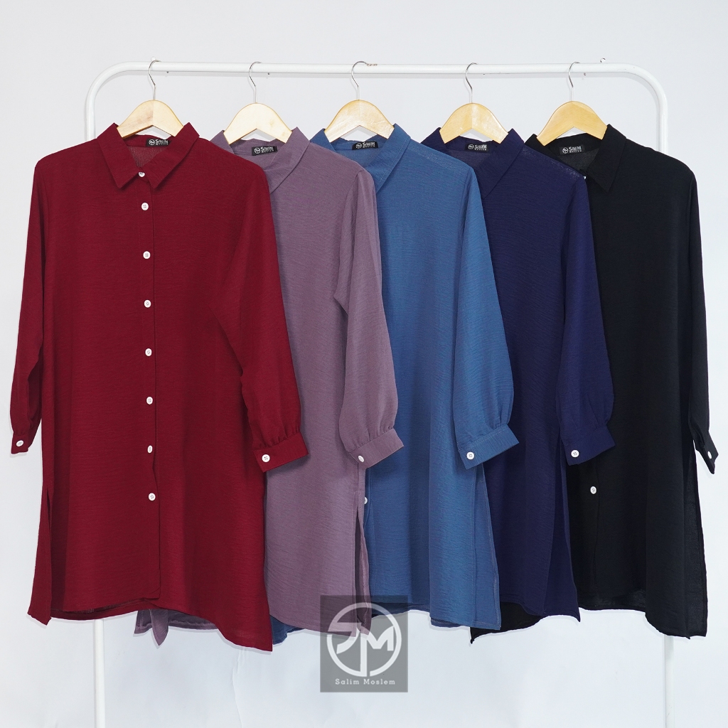 Salim Moslem - Atasan Tunik Kemeja Crinkle Premium