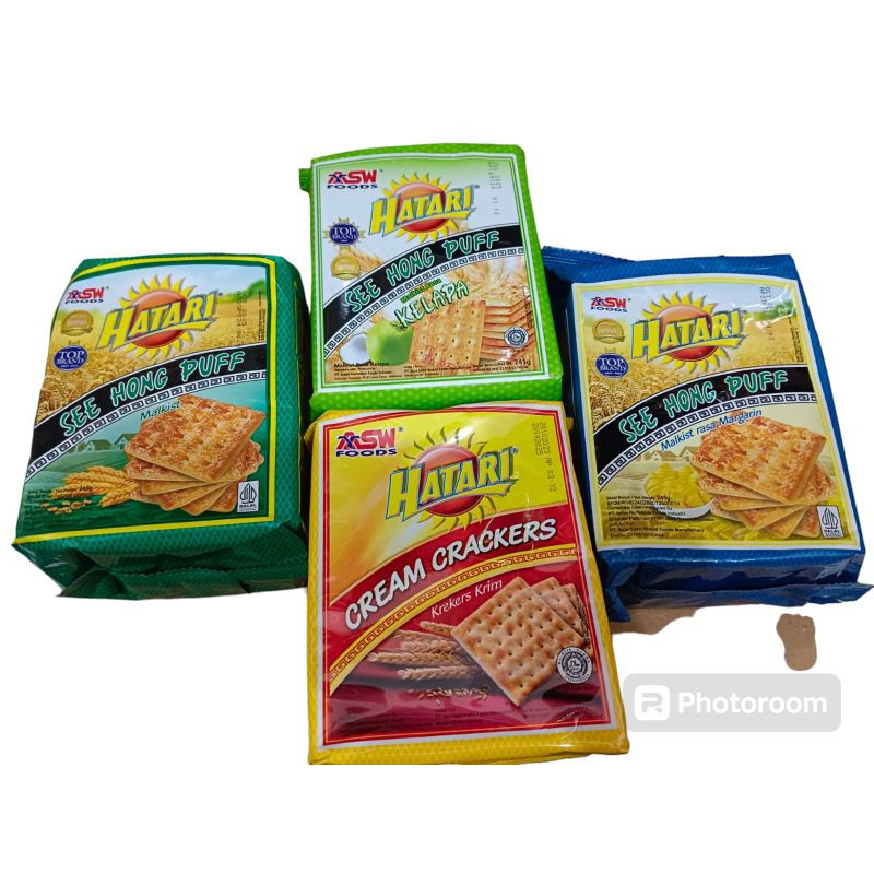 

Malkist hatari ASW foods 245grSee hong puff & crram crackers Rasa Kelapa Krekers krim Margarin