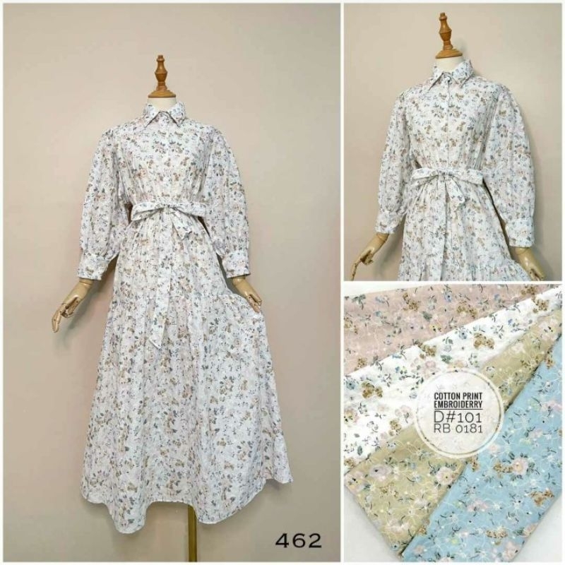 midi dress katun bordir / gamis anak tanggung / dress katun lace premium / dress anak SMP