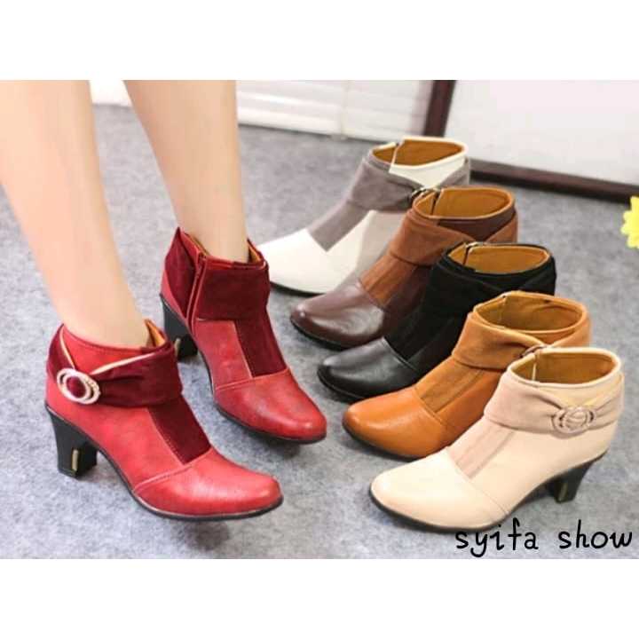 Sepatu boots wanita terbaru high heels 5cm korea style