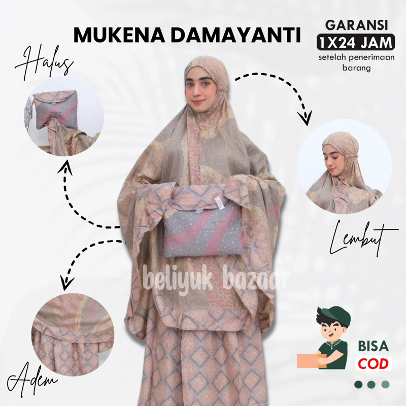 Mukena Mukenah Motif Batik Jumbo Dewasa Bahan Rayon Murah Adem Halus Premium  Terbaru 2024 Damayanti