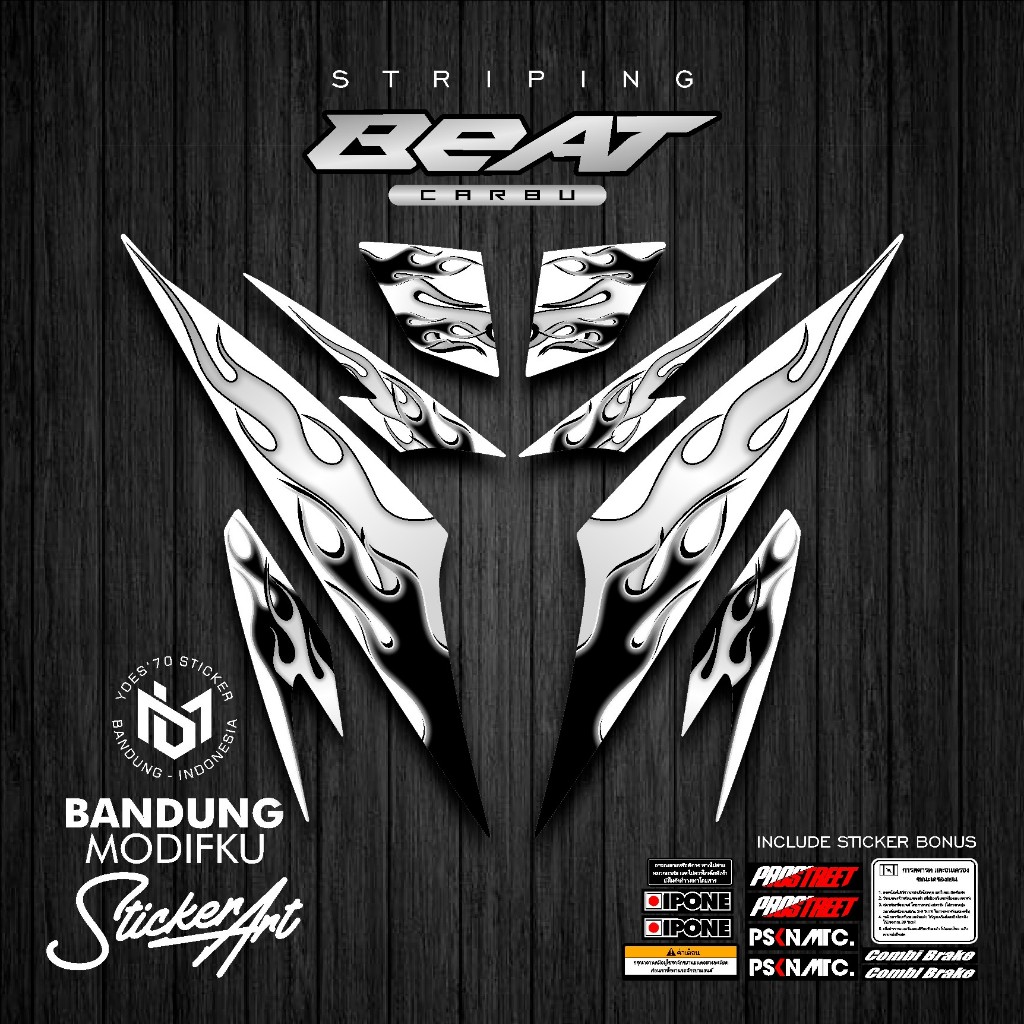 STRIPING STICKER MOTIF 24 / HONDA BEAT KARBU / BANDUNG MODIFKU / BETCARBU / STICKER VARIASI