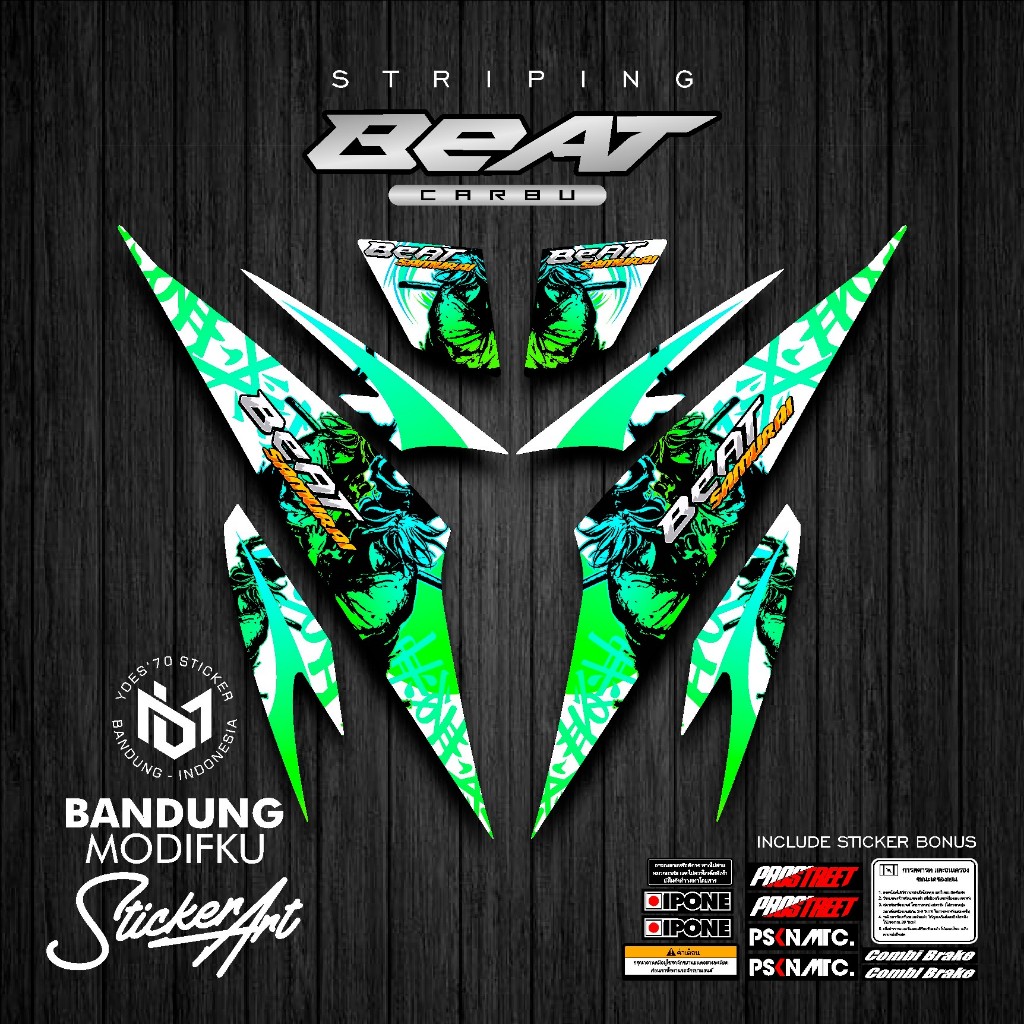 STRIPING STICKER MOTIF 34 / HONDA BEAT KARBU / BANDUNG MODIFKU / BETCARBU / STICKER VARIASI