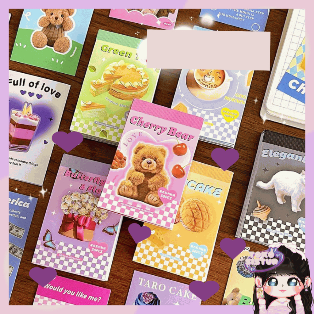 

(TS) PERSEGI STIKER 50Pcs Retro Sticker Deco Cute DIY Buku Jurnal Scrapbook MURAH