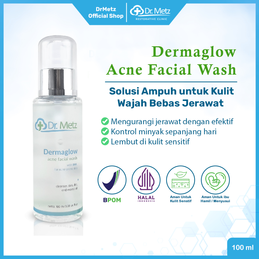 Dr Metz Skincare Dermaglow Acne Facial Wash 100 ML - Sabun Muka Untuk Jerawat BPOM DRM