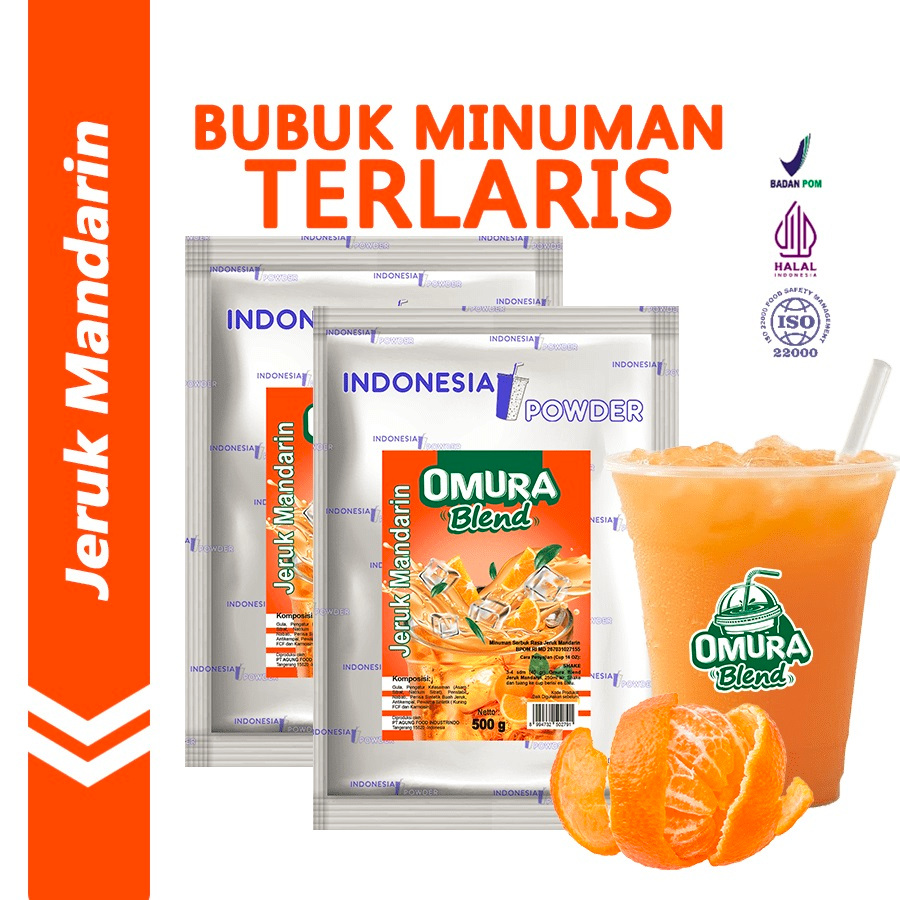 

[Bundle 2Bag x 500gr] Rasa Jeruk Mandarin Bubuk Minuman Premium Merk Omura Blend (Mix Gula)