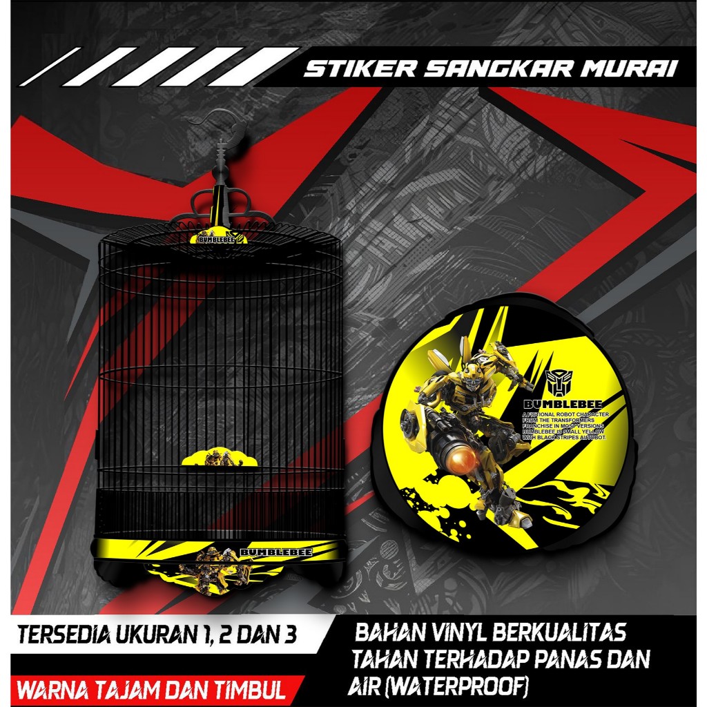 

Stiker Decal Sangkar Burung Murai, Sangkar Bulat Custom, Desain BumbleBee, High Quality, Anti Air
