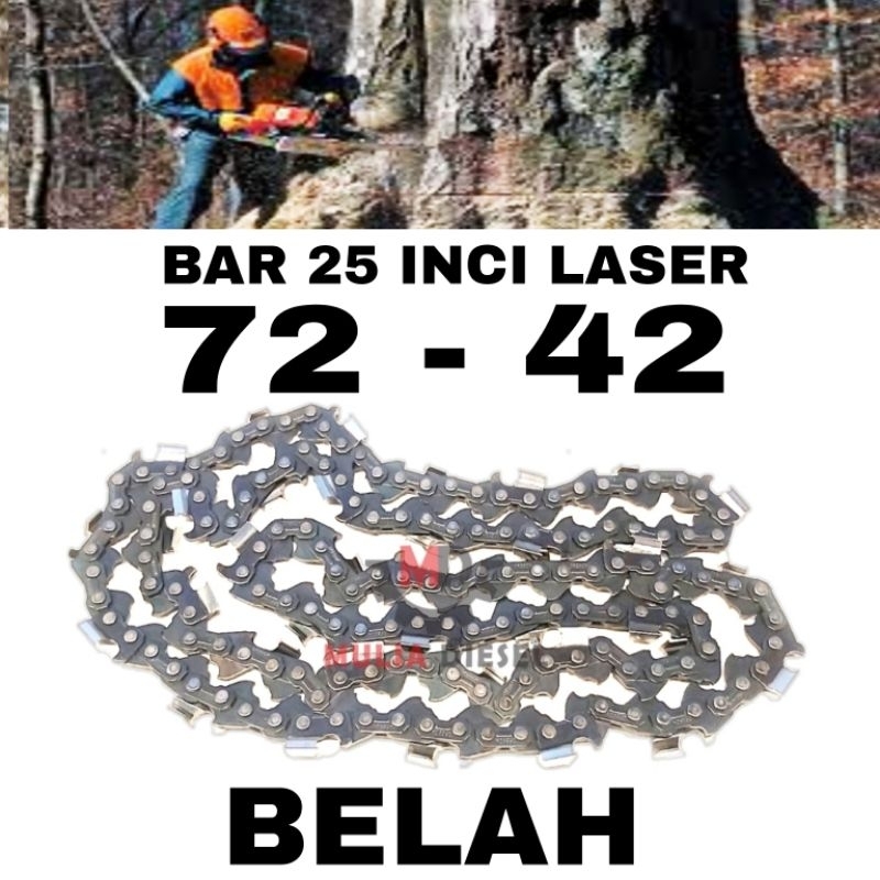 Rantai Chainsaw 72 RD LPX 42 T BELAH Guide Bar Laser Baja 25 inci