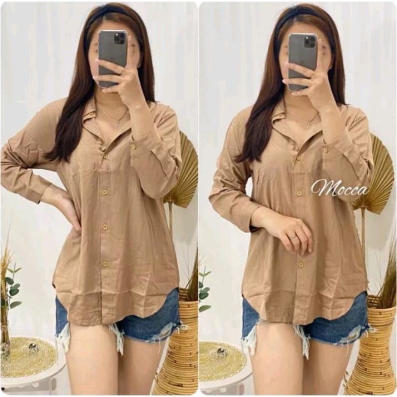 kemeja katun polly wanita / Kemeja Polos Cewek / Kemeja Polos Kantor / kemeja rayon twill / kemeja p